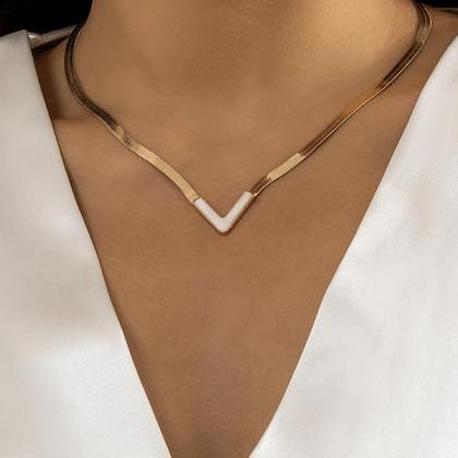 WHITE Simple Alloy Chain Necklaces ..