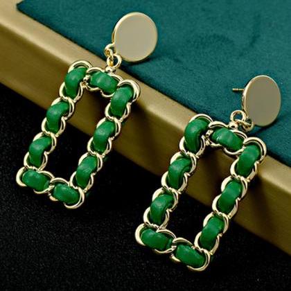 Green Simple Geometric Earrings Accessories