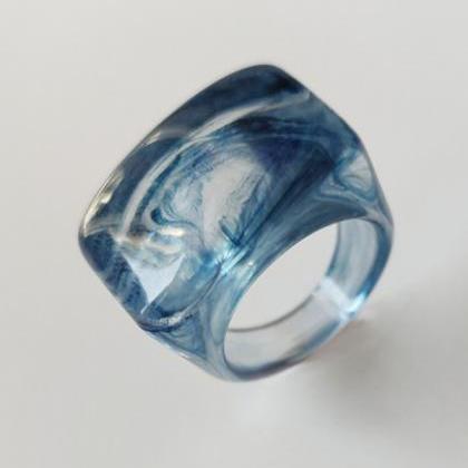 Blue Original Acrylic 11 Colors Geometric Ring