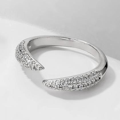 Silver Simple Casual Zircon Adjustable Ring