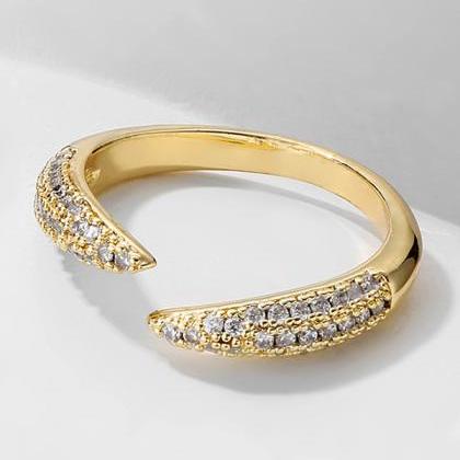 Gold Simple Casual Zircon Adjustable Ring