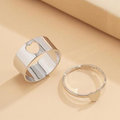 Silver Simple Casual Hollow Solid Color Rings