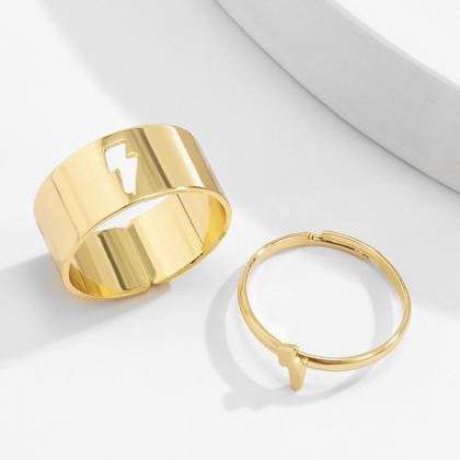 Gold Simple Casual Hollow Solid Color Rings