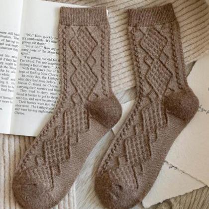Deep Khaki Vintage Jacquard Knitting Socks