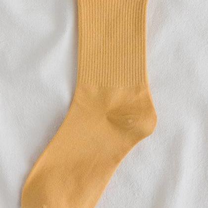 Yellow Casual Simple Falbala Socks