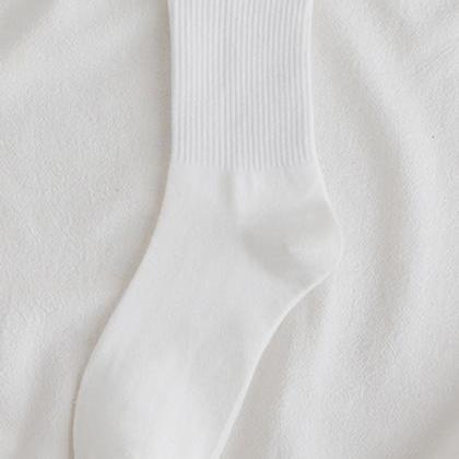 White Casual Simple Falbala Socks