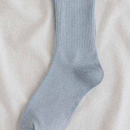 Light Blue Casual Simple Falbala Socks