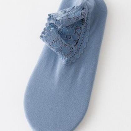 Blue Original Lace Embroidered Socks