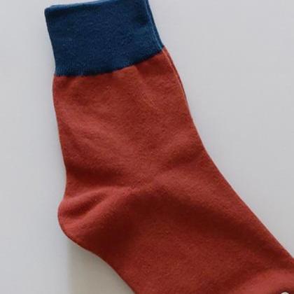 Blue+orange Simple Casual Split-joint Socks