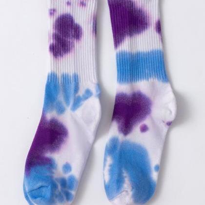 Blue Purple Stylish Cool Colorful Graffiti Socks