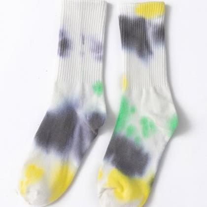 Yellow Gray Stylish Cool Colorful Graffiti Socks