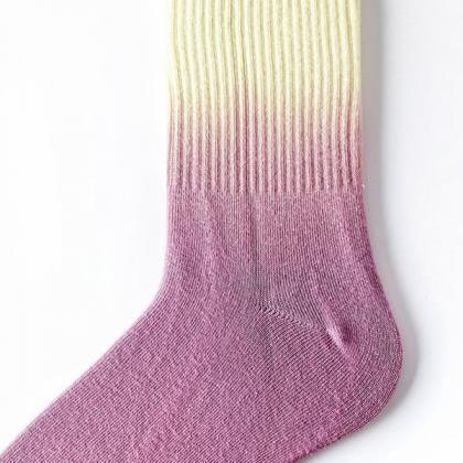 Yellow Purple Stylish Cool Colorful Gradient Socks