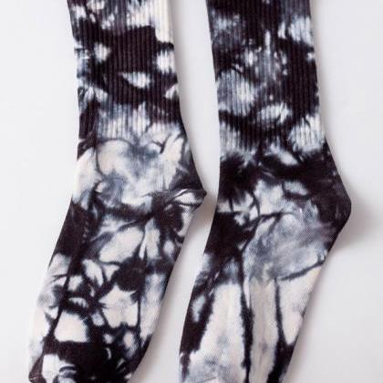 Black Stylish Cool Colorful Tie-dyed Socks