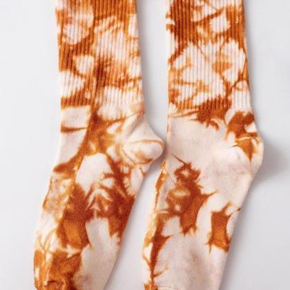 Orange Stylish Cool Colorful Tie-dyed Socks