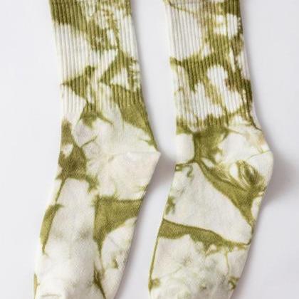 Green Yellow Stylish Cool Colorful Tie-dyed Socks