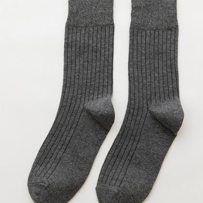 Gray Vintage Knitting Jacquard Solid Color Socks..