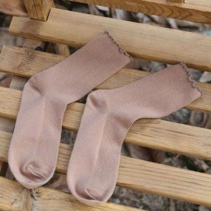 Pink Vintage Keep Warm Solid Color Socks