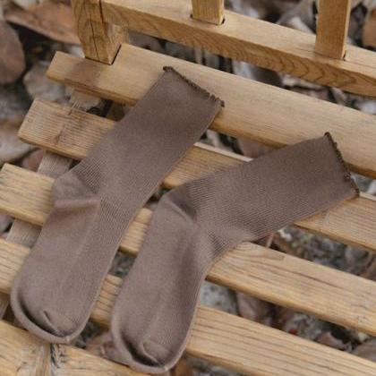 Brown Vintage Keep Warm Solid Color Socks