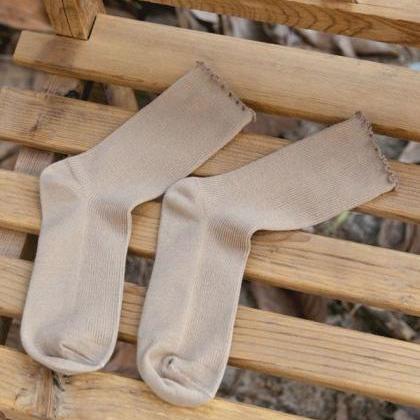 Khaki Vintage Keep Warm Solid Color Socks