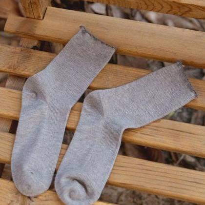 Gray Vintage Keep Warm Solid Color Socks