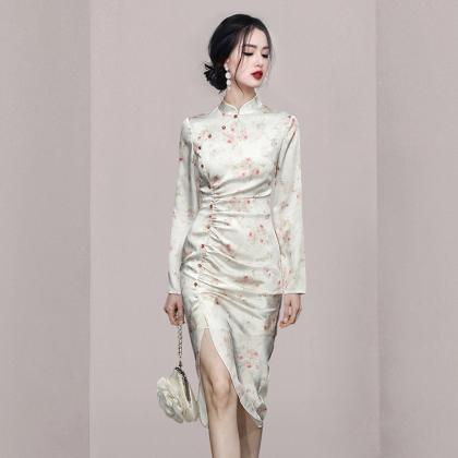 Chinese Inspired Stand Collar Qipao..