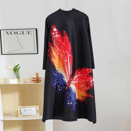 Casual Long Sleeves Loose Contrast Color Printed..