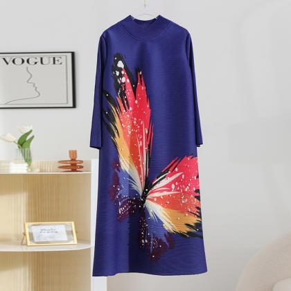 Casual Long Sleeves Loose Contrast Color Printed..