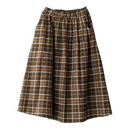 Artistic Retro Plaid A-Line Skirt