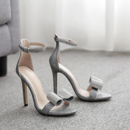 Solid Color Diamond Fashion Sexy High Heel Sandals