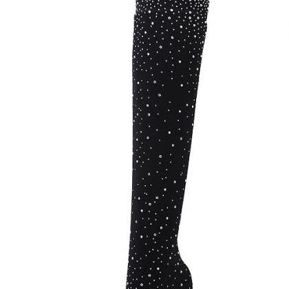 Shiny Diamond Pointed High Heeled Party Boots