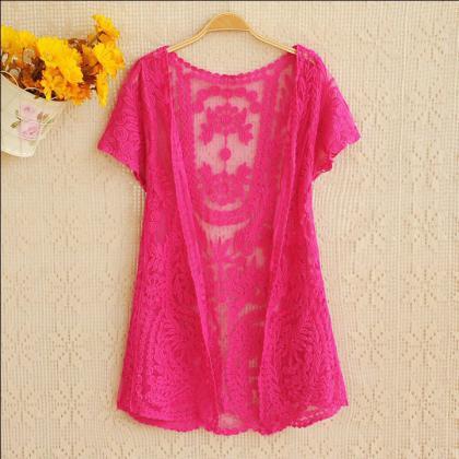 Women's Hollow-Out Shirt Lace Embro..