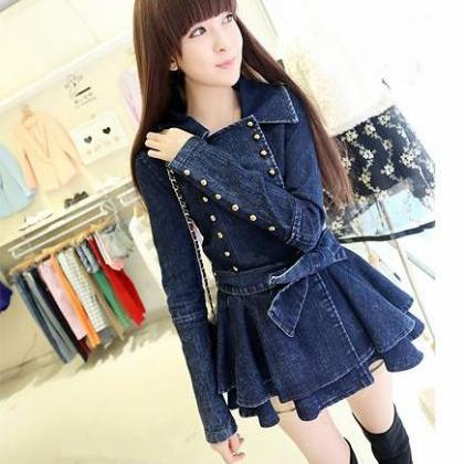 Cute Double Breasted Denim Jacket S..