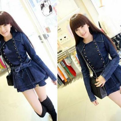 Cute Double Breasted Denim Jacket S..
