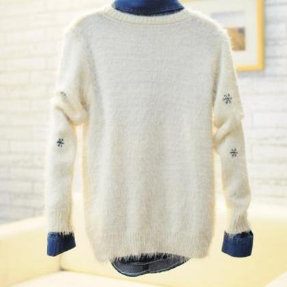 Women Cartoon Print Sweater Pullover Long Sleeve..