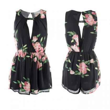 Floral Romper Sexy Playsuit Chiffon Cocktail..