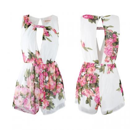 Floral Romper Sexy Playsuit Chiffon Cocktail..