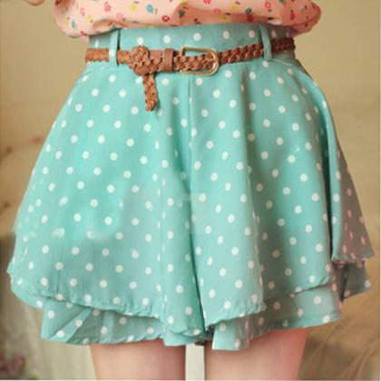 Lady Girl Summer Chiffon Polka Dot Pleated Skirt..