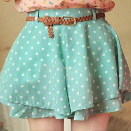 Lady Girl Summer Chiffon Polka Dot Pleated Skirt..