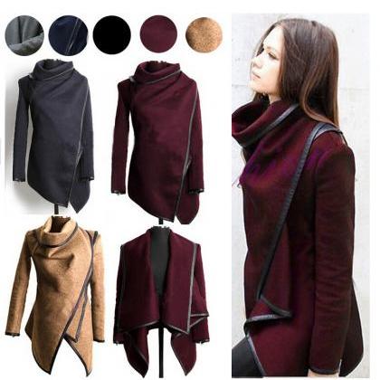 Long Irregular Thickening Woolen Jacket Overcoat