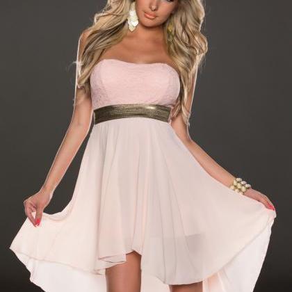 Luxurious Lace Ruched Irregular Long Prom Party..