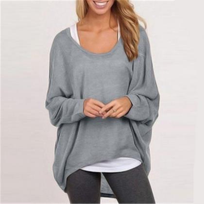 Loose Long Sleeves Irregular Pullover Sweater Top