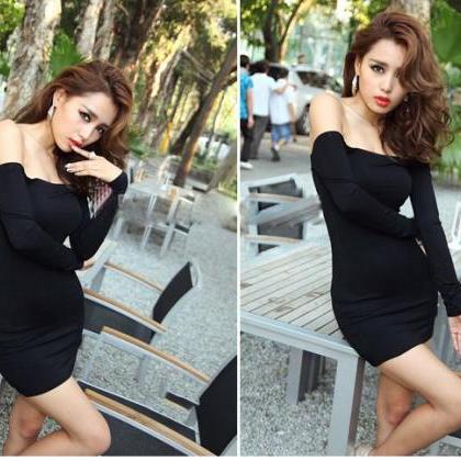 Women Off Shoulder Stretch Tunic Tight Fitted Club..