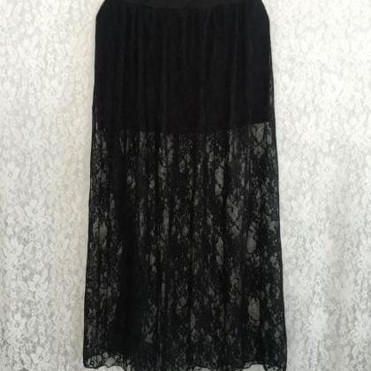 Lace Two Pieces Hollow Out Elastic Long Skirt