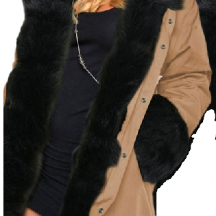 Zipper Hooded Faux Fur Cuff Long Cotton Coat