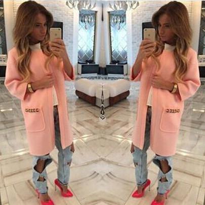 Candy Colors Scoop 9/10 Sleeves Long Loose Coat