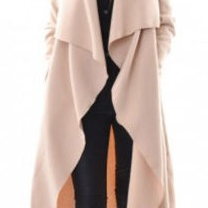 Cardigan Solid Asymmetric Neck Long Coat