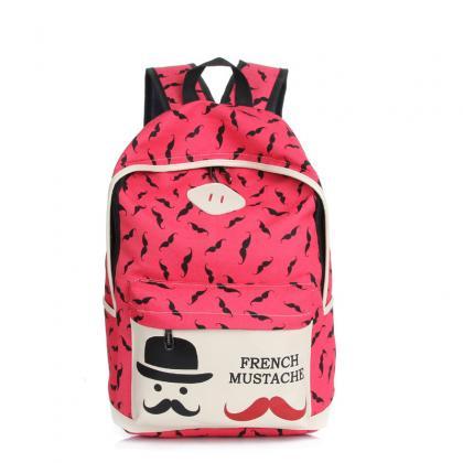 Mustache Print Fashion Backpack School Bag