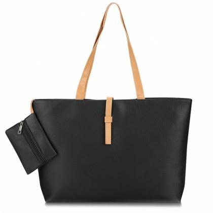 Faux Leather Tote Bag Featuring Slip-in Closure,..