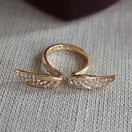 Alloy Color Angel Wings Full Diamond Ring