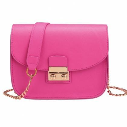 Synthetic Leather Mini Chain Crossbody With Buckle..